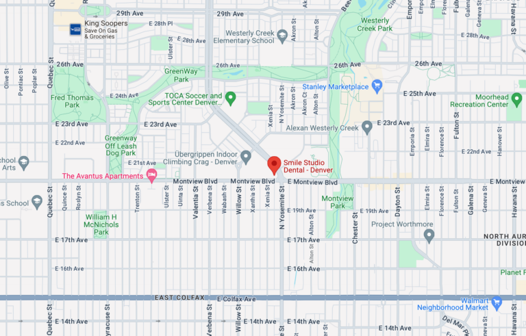 Google Map View of Smile Studio Dental's location in Denver, CO